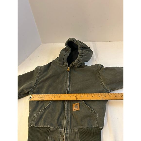 Carhartt boys 4t jacket USA green quilted interior rn#14806 hoodie - Picture 10 of 11